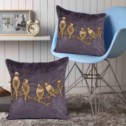 Grey Velvet Cushion Cover